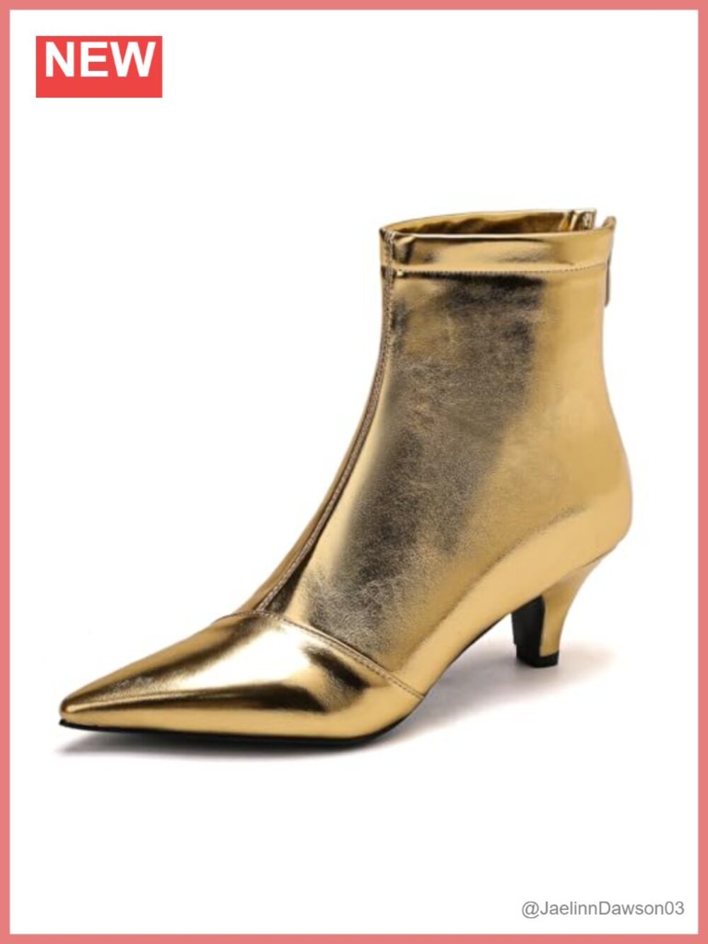 Womens Kitten Heel Ankle Boots Pointy Toe PU Zip Work Party Dress Booties